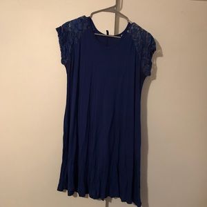 Blue Lace Sleeve Dress